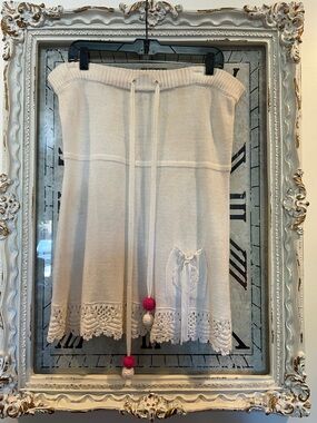 JLo Cream Chunky Flowy Tube Top with Drawstring